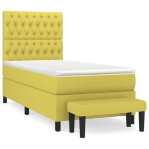 Κρεβάτι Boxspring με Στρώμα Ανοιχτό πράσινο 90x200εκ.Υφασμάτινο