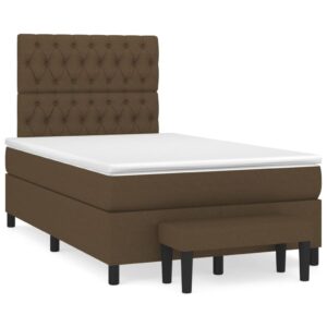 Κρεβάτι Boxspring με Στρώμα Σκούρο Καφέ 120x200 εκ. Υφασμάτινο