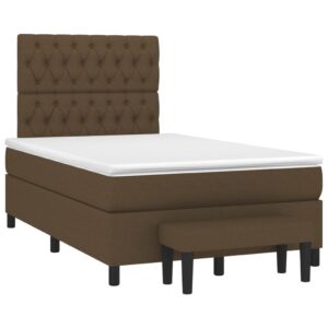 Κρεβάτι Boxspring με Στρώμα Σκούρο Καφέ 120x200 εκ. Υφασμάτινο