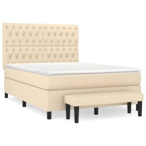 Κρεβάτι Boxspring με Στρώμα Κρεμ 140x200 εκ. Υφασμάτινο