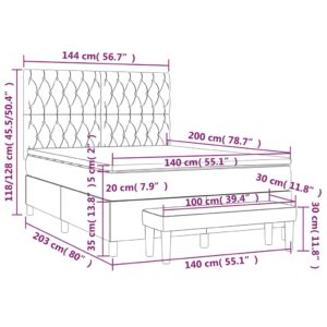 Κρεβάτι Boxspring με Στρώμα Κρεμ 140x200 εκ. Υφασμάτινο