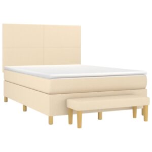 Κρεβάτι Boxspring με Στρώμα Κρεμ 140x200 εκ. Υφασμάτινο