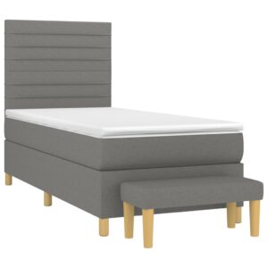 Κρεβάτι Boxspring με Στρώμα Σκούρο Γκρι 80x200 εκ. Υφασμάτινο