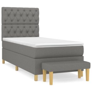 Κρεβάτι Boxspring με Στρώμα Σκούρο Γκρι 80x200 εκ. Υφασμάτινο