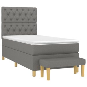 Κρεβάτι Boxspring με Στρώμα Σκούρο Γκρι 80x200 εκ. Υφασμάτινο