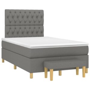 Κρεβάτι Boxspring με Στρώμα Σκούρο Γκρι 120x200 εκ. Υφασμάτινο