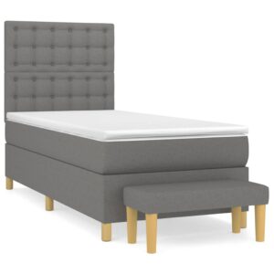 Κρεβάτι Boxspring με Στρώμα Σκούρο Γκρι 80x200 εκ. Υφασμάτινο