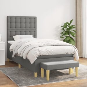 Κρεβάτι Boxspring με Στρώμα Σκούρο Γκρι 80x200 εκ. Υφασμάτινο