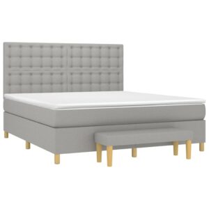 Κρεβάτι Boxspring με Στρώμα Ανοιχτό Γκρι 180x200 εκ. Υφασμάτινο