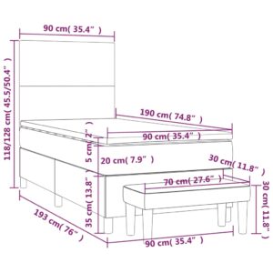 Κρεβάτι Boxspring με Στρώμα Κρεμ 90x190 εκ. από Συνθετικό Δέρμα