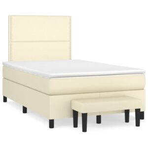 Κρεβάτι Boxspring με Στρώμα Κρεμ 120x200εκ. από Συνθετικό Δέρμα