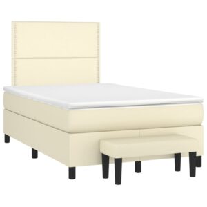 Κρεβάτι Boxspring με Στρώμα Κρεμ 120x200εκ. από Συνθετικό Δέρμα