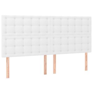 Κρεβάτι Boxspring με Στρώμα Λευκό 200x200 εκ. Συνθετικό Δέρμα