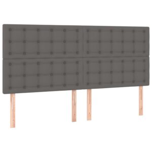 Κρεβάτι Boxspring με Στρώμα Γκρι 200x200 εκ. Συνθετικό Δέρμα