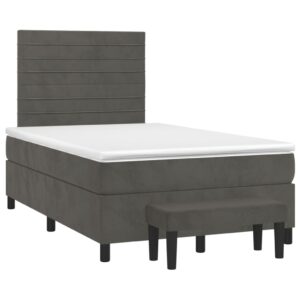 Κρεβάτι Boxspring με Στρώμα Σκούρο Γκρι 120x200 εκ. Βελούδινο