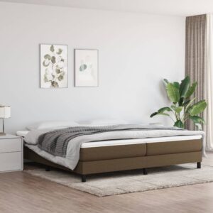 Κρεβάτι Boxspring με Στρώμα Σκούρο Καφέ 200x200 εκ. Υφασμάτινο