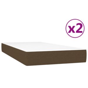 Κρεβάτι Boxspring με Στρώμα Σκούρο Καφέ 200x200 εκ. Υφασμάτινο