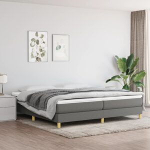 Κρεβάτι Boxspring με Στρώμα Σκούρο Γκρι 200x200 εκ. Υφασμάτινο