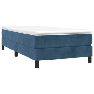 Κρεβάτι Boxspring με Στρώμα Σκούρο Μπλε 80 x 200 εκ. Βελούδινο