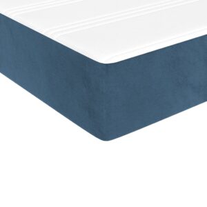 Κρεβάτι Boxspring με Στρώμα Σκούρο Μπλε 80 x 200 εκ. Βελούδινο