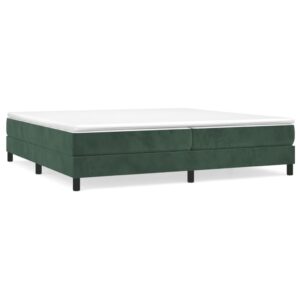 Κρεβάτι Boxspring με Στρώμα Σκούρο Πράσινο 200x200εκ. Βελούδινο