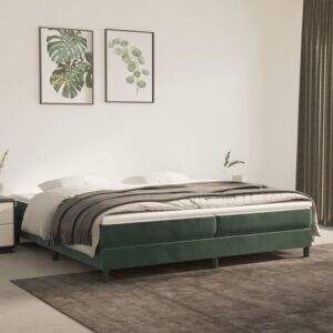 Κρεβάτι Boxspring με Στρώμα Σκούρο Πράσινο 200x200εκ. Βελούδινο