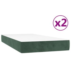 Κρεβάτι Boxspring με Στρώμα Σκούρο Πράσινο 200x200εκ. Βελούδινο