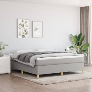 Κρεβάτι Boxspring με Στρώμα Ανοιχτό Γκρι 180x200 εκ. Υφασμάτινο