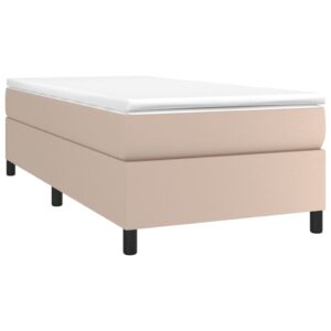 Κρεβάτι Boxspring με Στρώμα Καπουτσίνο 90x200εκ.από Συνθ. Δέρμα