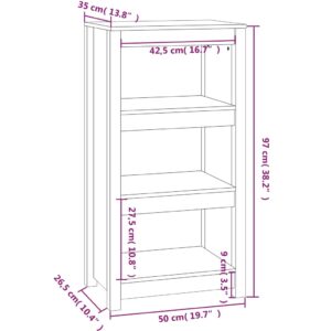 Βιβλιοθήκη Λευκή 50x35x97 εκ. από Μασίφ Ξύλο Πεύκου