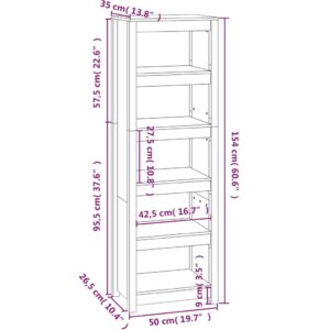 Βιβλιοθήκη Λευκή 50 x 35 x 154 εκ. από Μασίφ Ξύλο Πεύκου