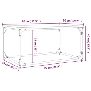 Τραπεζάκι Σαλονιού Καπνιστή Δρυς 80x50x40 εκ. Επεξεργασμ. Ξύλο