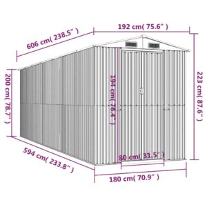 Αποθήκη Κήπου Ανοιχτό καφέ 192x606x223 εκ. Γαλβανισμένο Ατσάλι