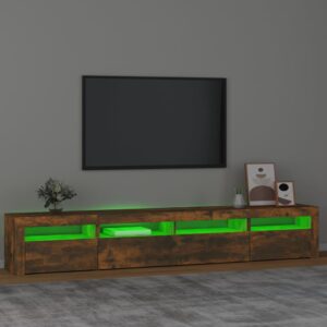 Έπιπλο Τηλεόρασης με LED Καπνιστή Δρυς 240x35x40 εκ.