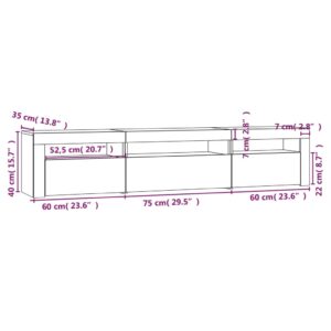 Έπιπλο Τηλεόρασης με LED Λευκό 195x35x40 εκ.