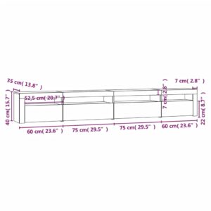 Έπιπλο Τηλεόρασης με LED Καπνιστή Δρυς 270x35x40 εκ.