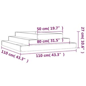 Ζαρντινιέρα Μαύρη 110 x 110 x 27 εκ. από Μασίφ Ξύλο Πεύκου