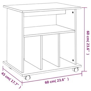 Ντουλάπι Με Ροδάκια Καπνιστή Δρυς 60 x 45 x 60 εκ. Επεξ. Ξύλο