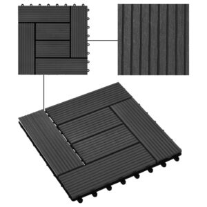 Πλακάκια Deck 11 τεμ. Μαύρα 30 x 30 εκ. 1 μ² από WPC