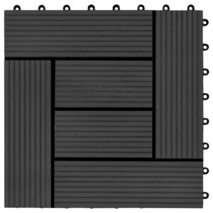 Πλακάκια Deck 11 τεμ. Μαύρα 30 x 30 εκ. 1 μ² από WPC