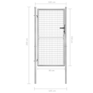 Πόρτα Περίφραξης Ασημί 105 x 200 εκ. από Γαλβανισμένο Χάλυβα