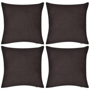 130914 4 Brown Cushion Covers Cotton 50 x 50 cm