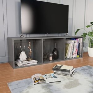 Βιβλιοθήκη/Έπιπλο TV Γυαλιστερό Γκρι 36x30x114 εκ. Μοριοσανίδα