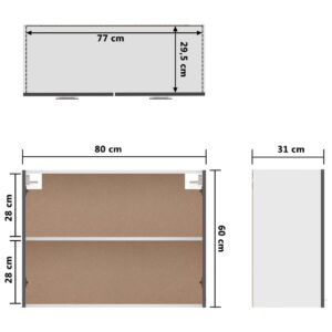 Ντουλάπι Κρεμαστό Γυαλιστερό Γκρι 80x31x60 εκ. από Μοριοσανίδα