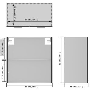 Ντουλάπι Κρεμαστό με Τζάμι Γυαλ. Γκρι 60x31x60 εκ. Μοριοσανίδα