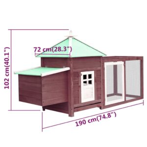 Κοτέτσι με Κουτί Ωοτοκίας Μόκα 190x72x102 εκ. Μασίφ Ξύλο Ελάτης