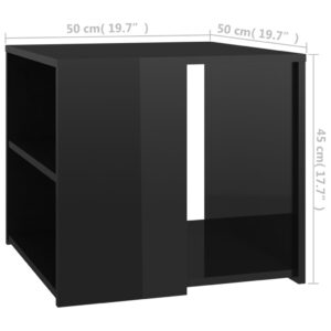 Τραπέζι Βοηθητικό Γυαλιστερό Μαύρο 50 x 50 x 45 εκ. Μοριοσανίδα