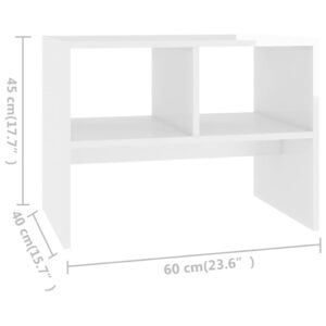 Τραπέζι Βοηθητικό Γυαλιστερό Λευκό 60 x 40 x 45 εκ. Μοριοσανίδα