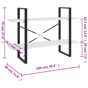 Βιβλιοθήκη με 2 Ράφια Γκρι Σκυροδέματος 100x30x70εκ Μοριοσανίδα