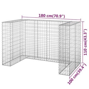 Συρματοκιβώτιο Τοίχος για Κάδους 180x100x110 εκ Γαλβαν. Χάλυβας